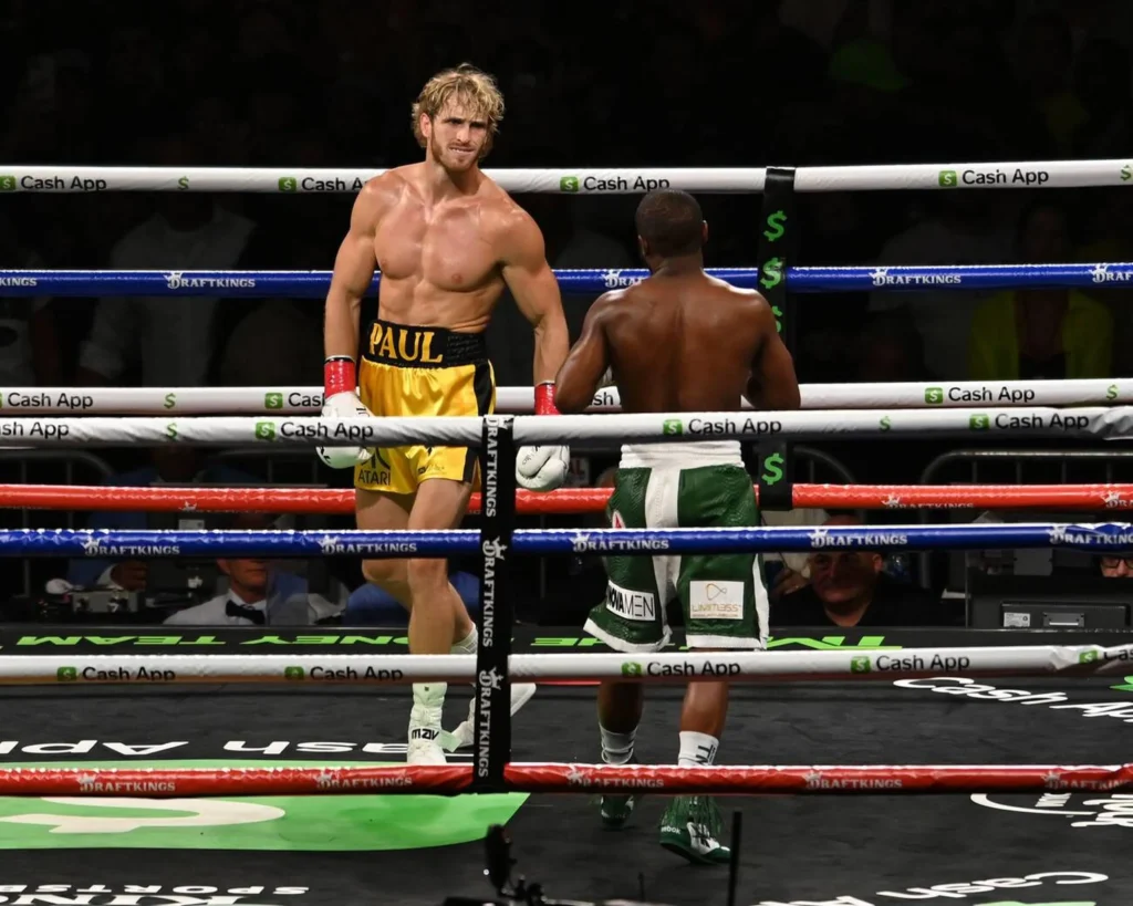 Logan Paul showcasing his boxing skills in the ring.